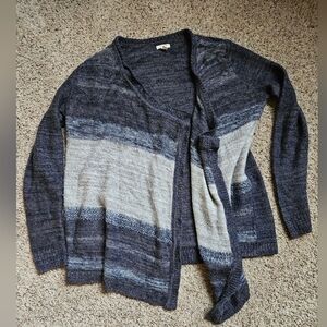Gray Striped Sweater Cardigan